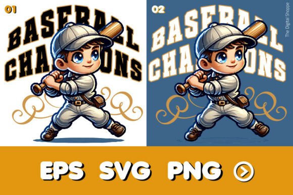 Baseball Champions Boy Design: Dynamic Graphic Assets