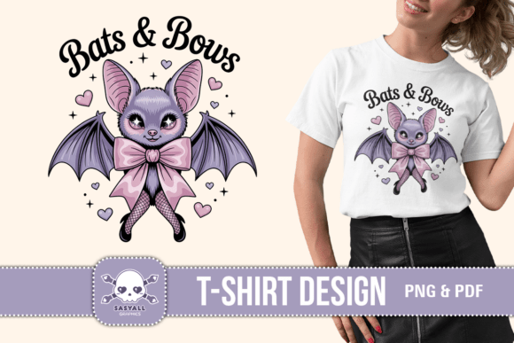 Bats & Bows T-Shirt Design: A Versatile Graphic Asset