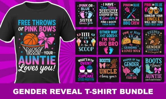 Celebrate with Style: Gender Reveal T-Shirt Design Bundle