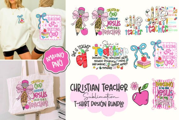 Christian Teacher Design PNG Bundle: Creative Assets for Educators