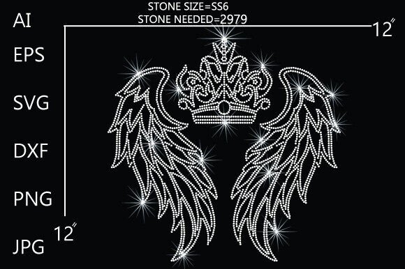 Elegant Rhinestone Angel Wings with Crown Design: A Guide for Designers