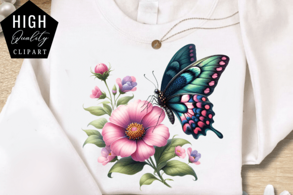 Elevate Projects with Butterfly Flower PNG Clipart Design