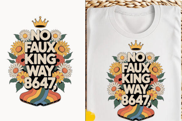 No Faux King Way 8647 Floral Design: A Vintage Typography Asset