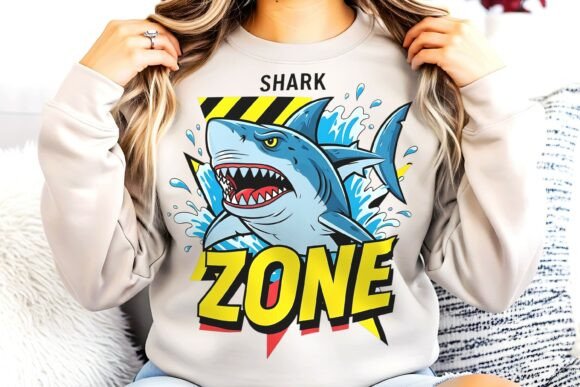 Shark Zone Graphic T-Shirt Design: Bold Visual Impact