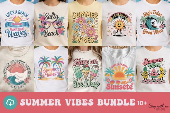 Summer Vibes Bundle: 10+ Bright EPS & PNG Designs